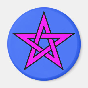 Pentagram-Magenta auf Blau Magnet