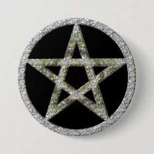 Pentagram-Pentagramm UnisexWicca Knopf Button