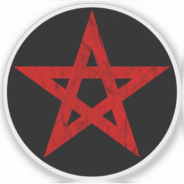 Pentagram (rot Vintag auf schwarz) Aufkleber