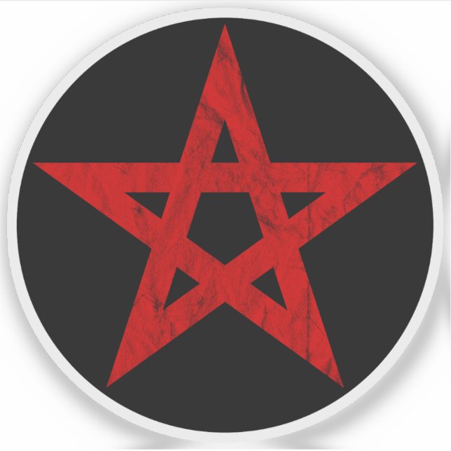 Pentagram (rot Vintag auf schwarz) Aufkleber (Vorderseite)