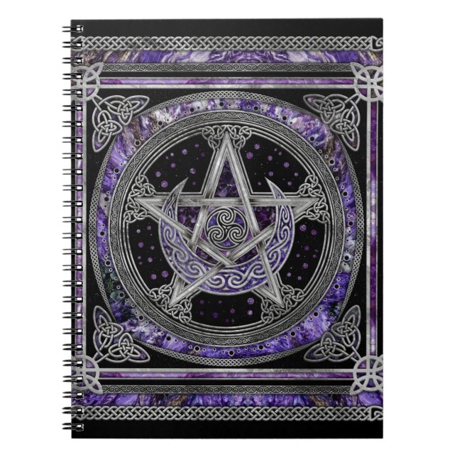Pentagram Triskelion Amethyst Moon Notizblock (Vorderseite)