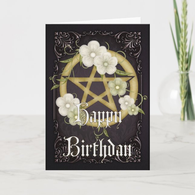 Pentagramm 2 Wicca Happy Birthday Card Karte (Vorderseite)