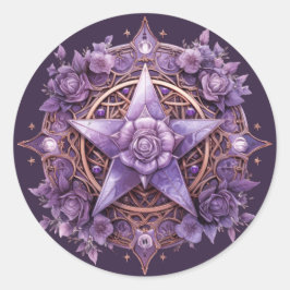 Pentagramm-Aufkleber für mystische Rose - Lila Hex Runder Aufkleber