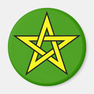 Pentagramm Gelb auf Grün Magnet