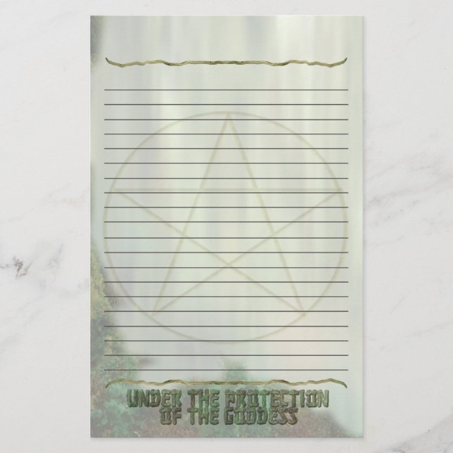 Pentagramm, gezeichnet, Schutz der Göttin Briefpapier (Vorderseite)