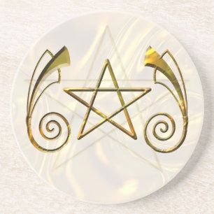 Pentagramm Goldtone Getränkeuntersetzer