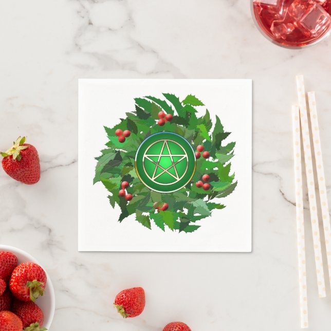 Pentagramm mit Holly Wreath Serviette (Beispiel)