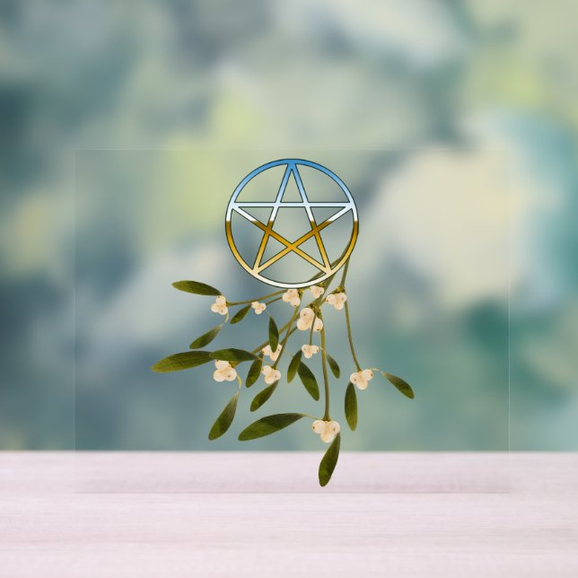 Pentagramm mit Mistletoe Acrylschild (Neutral)