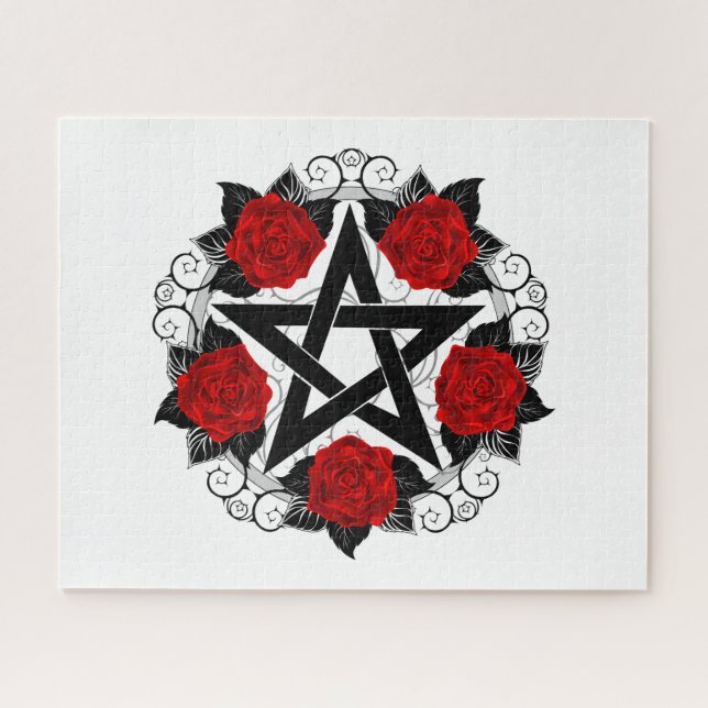 Pentagramm mit Rote Rosen (Horizontal)