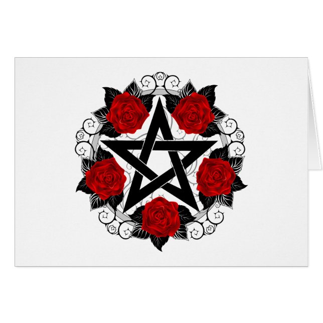 Pentagramm mit Rote Rosen (Vorderseite (Horizontal))