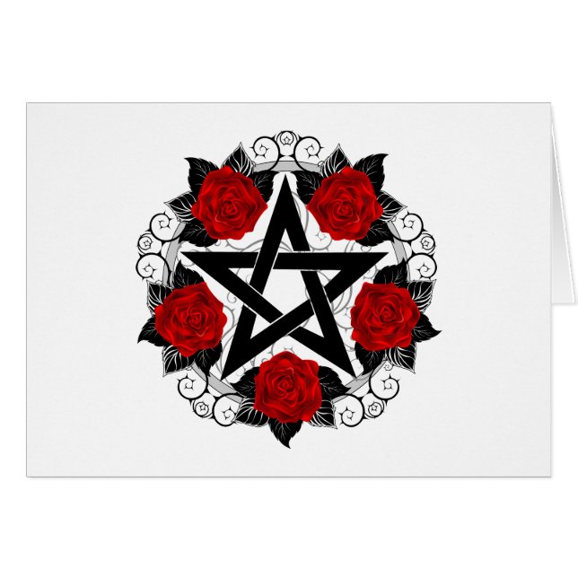 Pentagramm mit Rote Rosen (Vorderseite (Horizontal))