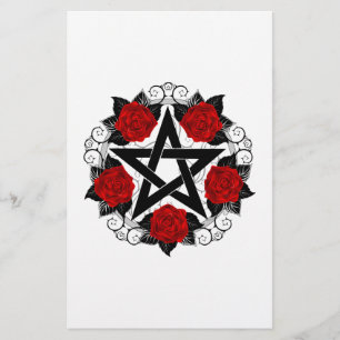 Pentagramm mit Rote Rosen Briefpapier