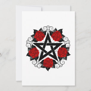 Pentagramm mit Rote Rosen Dankeskarte