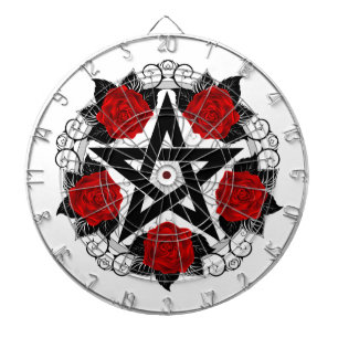 Pentagramm mit Rote Rosen Dartscheibe
