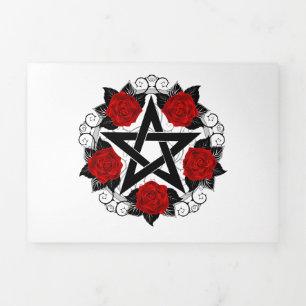 Pentagramm mit Rote Rosen Dreifach Gefaltete Urlaubskarte