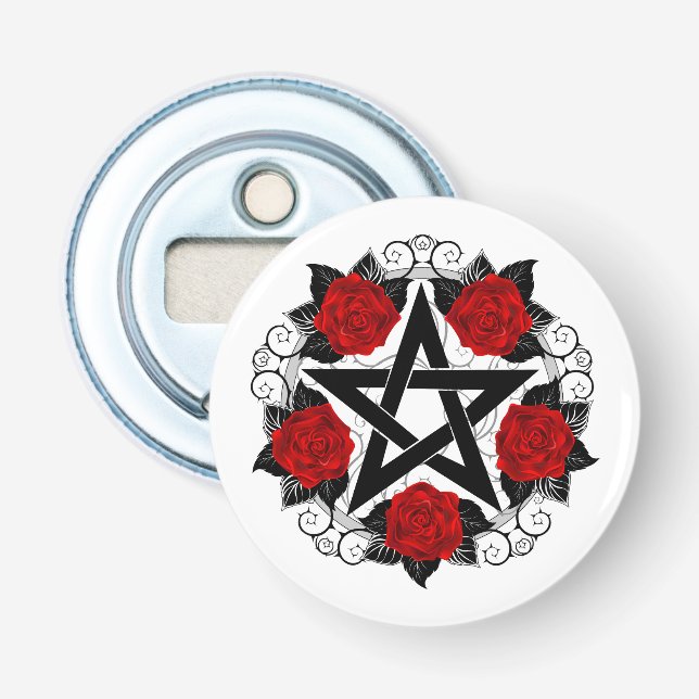 Pentagramm mit Rote Rosen Flaschenöffner (Vorderseite)