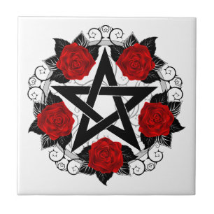 Pentagramm mit Rote Rosen Fliese