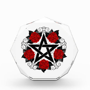 Pentagramm mit Rote Rosen Fotoblock
