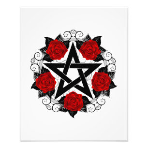 Pentagramm mit Rote Rosen Fotodruck