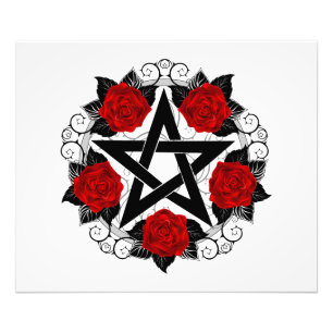 Pentagramm mit Rote Rosen Fotodruck