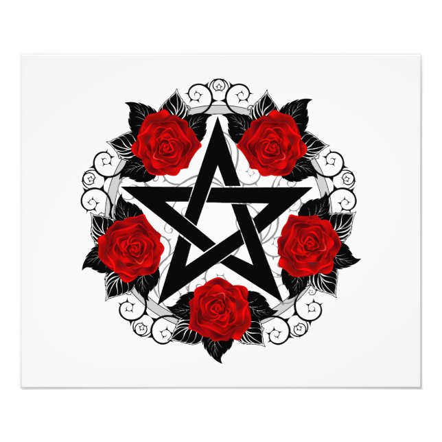 Pentagramm mit Rote Rosen Fotodruck (Vorne)