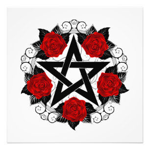 Pentagramm mit Rote Rosen Fotodruck