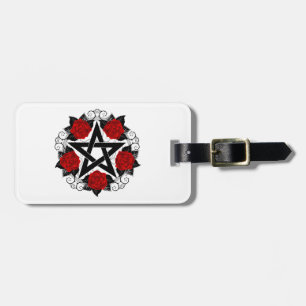 Pentagramm mit Rote Rosen Gepäckanhänger