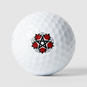 Pentagramm mit Rote Rosen Golfball