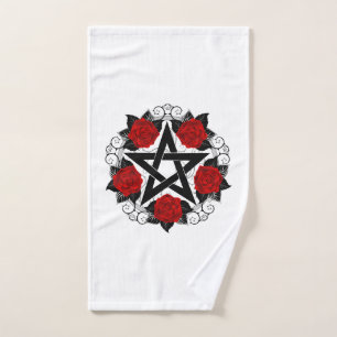 Pentagramm mit Rote Rosen Handtuch