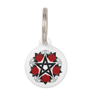 Pentagramm mit Rote Rosen Haustiermarke
