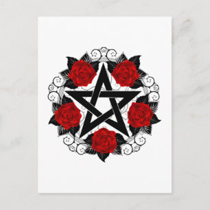 Pentagramm mit Rote Rosen Hinweiskarte
