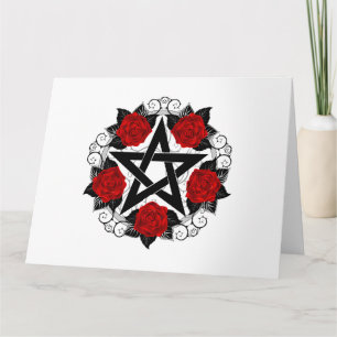 Pentagramm mit Rote Rosen Karte