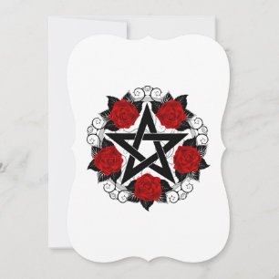 Pentagramm mit Rote Rosen Karte