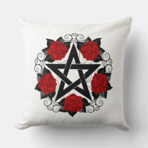 Pentagramm mit Rote Rosen Kissen