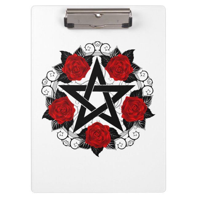 Pentagramm mit Rote Rosen Klemmbrett (Vorderseite)