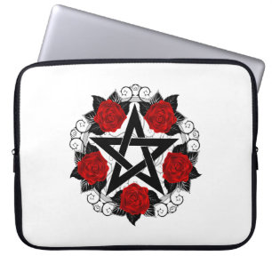 Pentagramm mit Rote Rosen Laptopschutzhülle