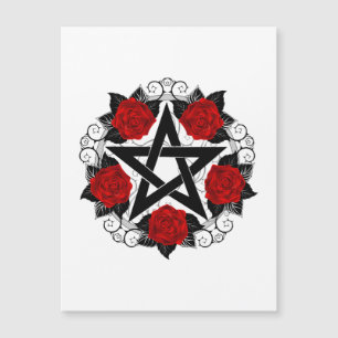 Pentagramm mit Rote Rosen Magnetkarte
