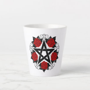Pentagramm mit Rote Rosen Milchtasse