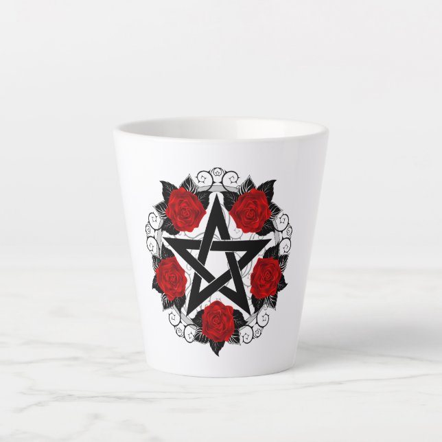 Pentagramm mit Rote Rosen Milchtasse (Vorderseite)