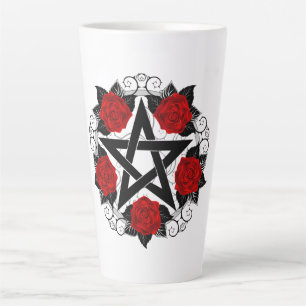 Pentagramm mit Rote Rosen Milchtasse