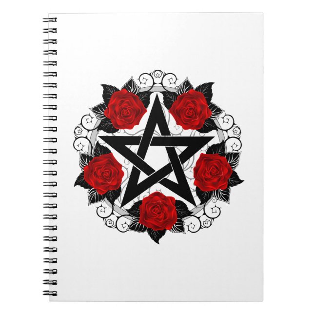 Pentagramm mit Rote Rosen Notizblock (Vorderseite)