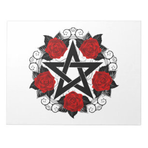 Pentagramm mit Rote Rosen Notizblock