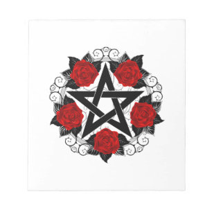Pentagramm mit Rote Rosen Notizblock