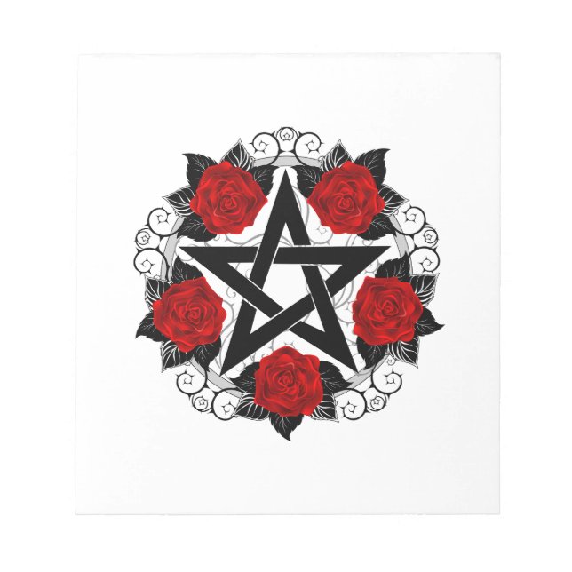 Pentagramm mit Rote Rosen Notizblock (Vorderseite)