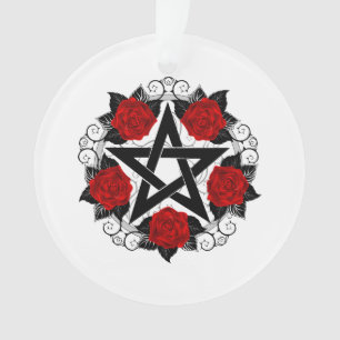 Pentagramm mit Rote Rosen Ornament