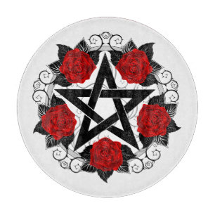 Pentagramm mit Rote Rosen Schneidebrett
