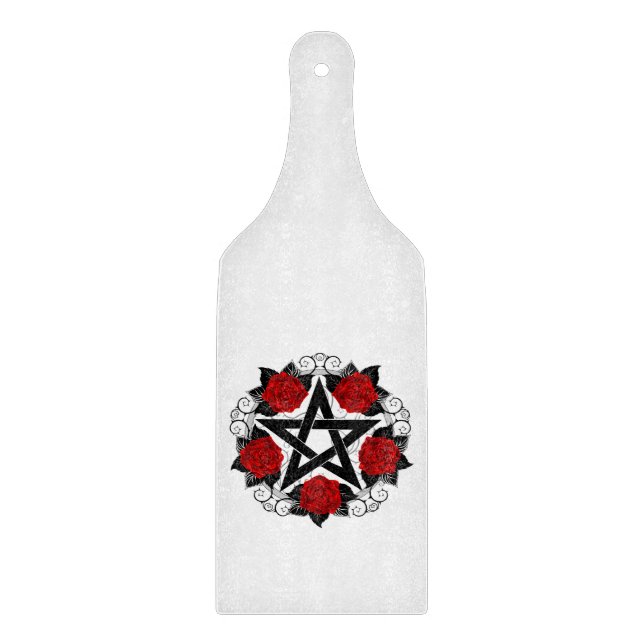 Pentagramm mit Rote Rosen Schneidebrett (Vorderseite)