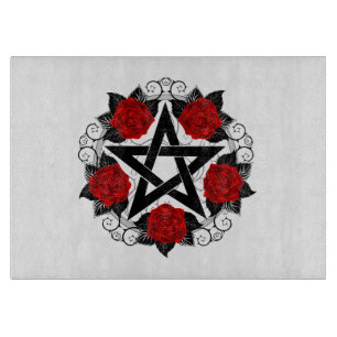Pentagramm mit Rote Rosen Schneidebrett