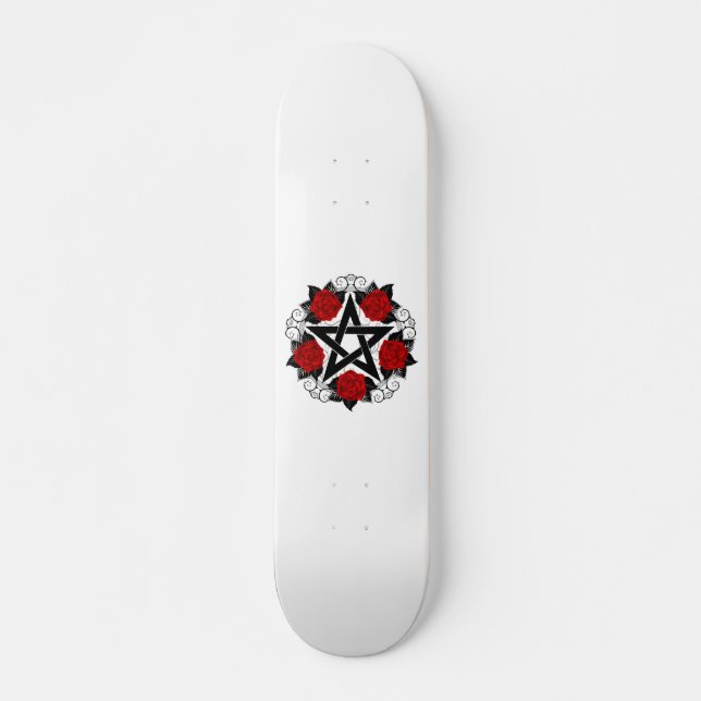 Pentagramm mit Rote Rosen Skateboard (Vorne)
