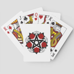 Pentagramm mit Rote Rosen Spielkarten